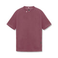 flatlay Tech Essential Relaxed Tee in faded crimson, front view
