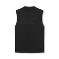 flatlay Tech Essential Relaxed Cutoff sleeveless tank in black, back view
