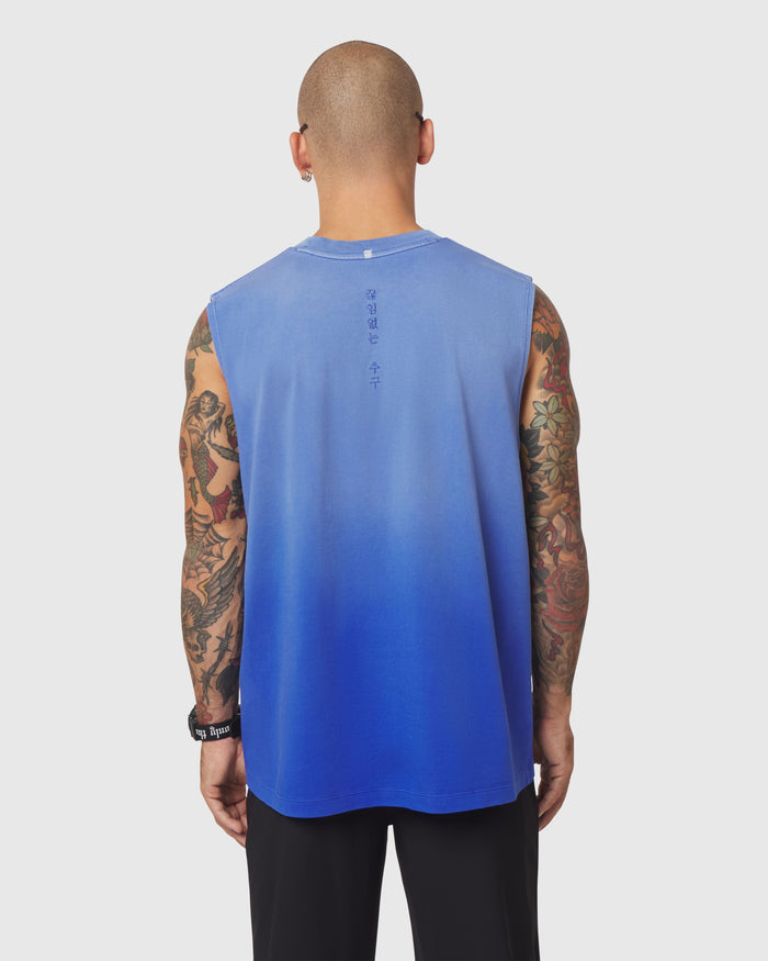 0807. Tech Essential™ Relaxed Cutoff - Electric Blue Sun Fade