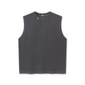flatlay Tech Essential Relaxed Cutoff sleeveless tank in faded grey, front view