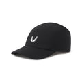 Flatlay of black Tetra-Lite Vented Hat with white wings logo, angled view