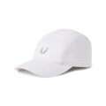 Flatlay of Tetra-Lite Vented Hat in white with silver wings logo, three-quarter view