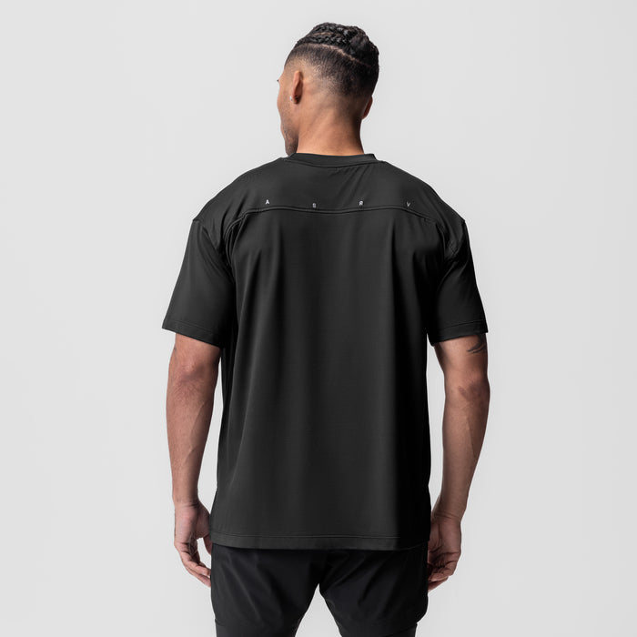 AeroSilver Oversized Tee in black, back view on model