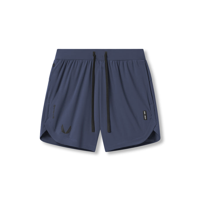 flatlay Tetra-Lite 7" Linerless Short in navy with Wings design, front view