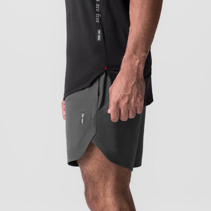 Tetra-Lite 7" Linerless Short in Space Grey, side view on model