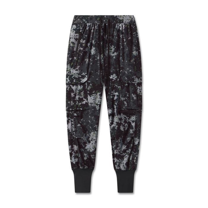 Flatlay of Tetra-Lite Cargo High Rib Jogger in black pixel camo, front view