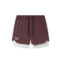 Flatlay of Silver-Lite 5" Liner Shorts in Plum with white underlay, front view