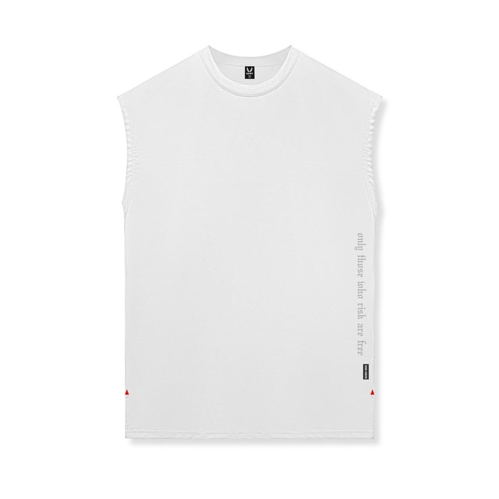 flatlay Silver-Lite 2.0 Oversized Cutoff sleeveless tank in white, front view
