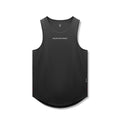 flatlay AeroSilver Tank Top in black with 'Relentless Pursuit' text, front view