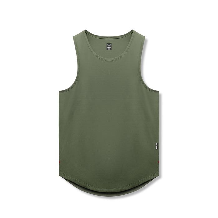 Flatlay of AeroSilver® tank top in olive, front view against white background