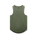 Flatlay of AeroSilver® tank top in olive, front view against white background