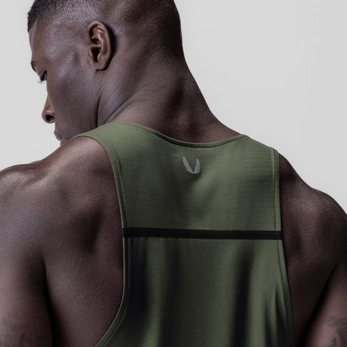 3D-Lite 2.0 Lycra Pro Singlet in olive, worn by model, back view