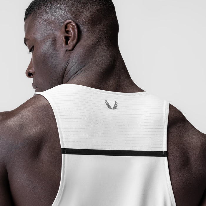 White 3D-Lite® 2.0 Lycra® Pro Singlet worn by male model, back view