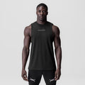 Black 3D-Lite® 2.0 Lycra® muscle tank worn by model, front view