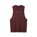 flatlay 3D-Lite® 2.0 Lycra® Muscle Tank in crimson with 'Relentless Pursuit' text, front view