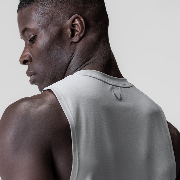 3D-Lite® 2.0 Lycra® Muscle Tank in Slate Grey, model wearing tank from back angle