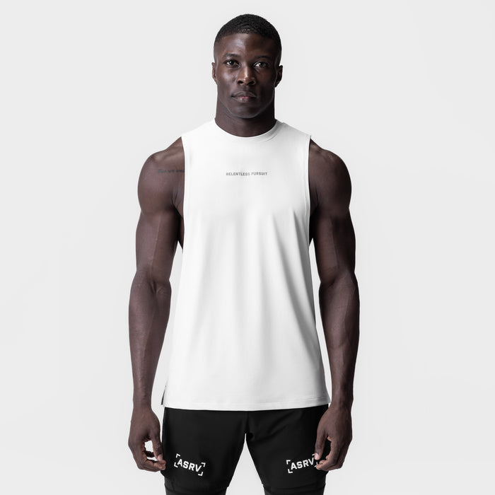 White 3D-Lite® 2.0 Lycra® muscle tank on model, front view
