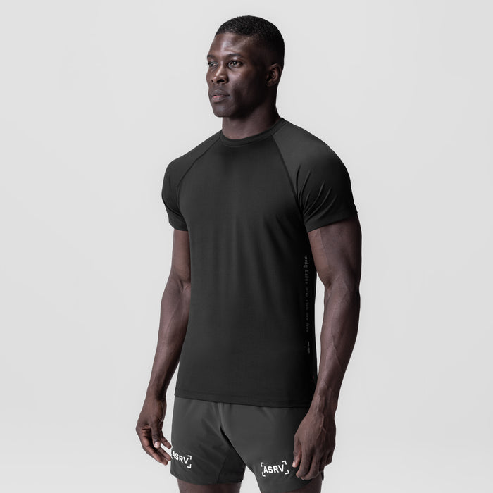 Black 3D-Lite® 2.0 Lycra® fitted tee worn by male model, front-facing pose