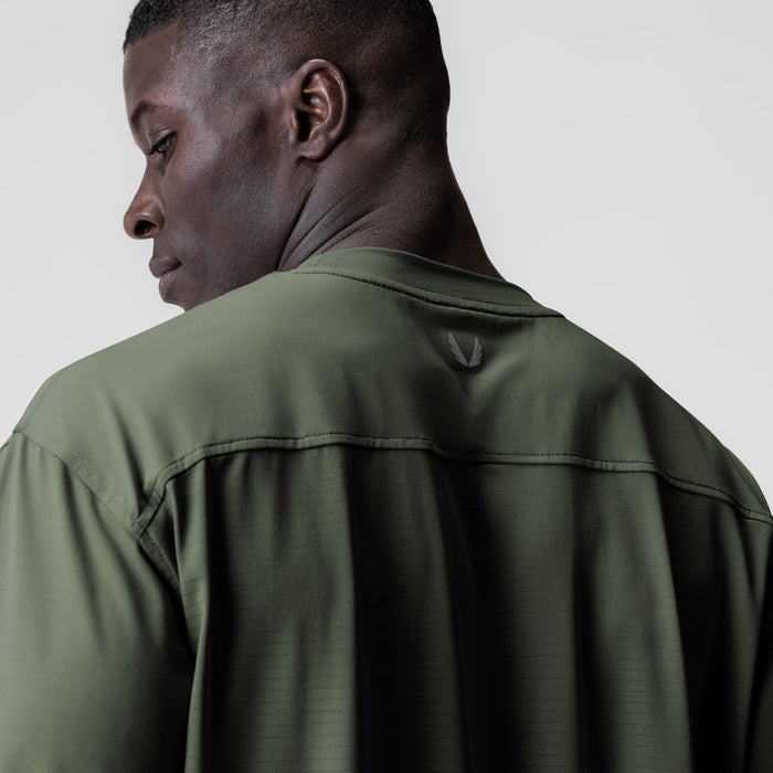 3D-Lite® 2.0 Lycra® 3/4-sleeve oversized tee in olive, rear view on model