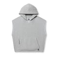 flatlay Tech Essential Raw Hem Cutoff Hoodie in heather grey, front view