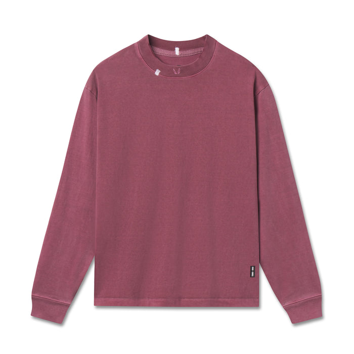 flatlay Tech Essential Relaxed Long Sleeve in faded crimson, front view