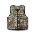Flatlay of ASRV Ripstop Insulated Puffer Gilet in Realtree Camo, front view