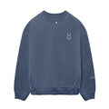 flatlay Tech Essential Distressed Crewneck sweatshirt in faded navy, front view