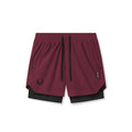 flatlay Tetra-Lite 5" Liner Shorts in Crimson and Black, top view
