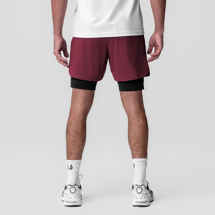 Tetra-Lite 5" Liner Short in Crimson and Black, worn by model, back view