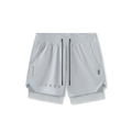 flatlay Tetra-Lite 5" Liner Short in slate grey with reflective details, front view