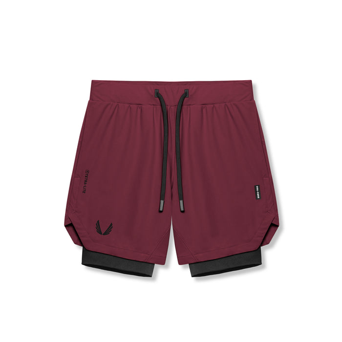 flatlay Tetra-Lite 7" Liner Short in Crimson and Black, front view