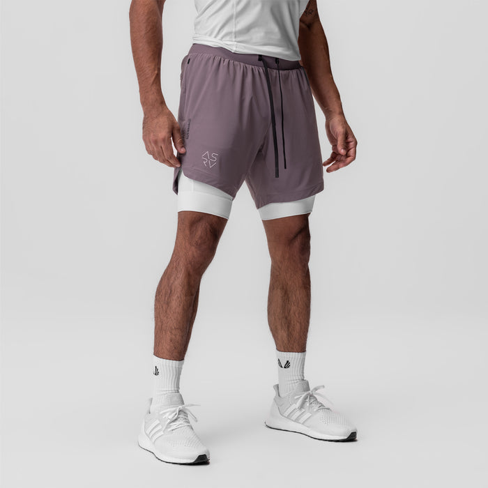 Tetra-Lite 7" Liner Short in Moonscape and White, worn by model standing, front view