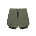 Flatlay of Tetra-Lite® 7" Liner Short in olive green and black, front view