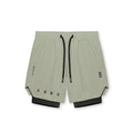 flatlay ASRV Tetra-Lite 7" Liner Shorts in sage and black, front view