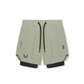 flatlay Tetra-Lite 7" Liner Short in Sage and Black, front view