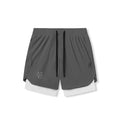 flatlay Tetra-Lite 7" Liner Shorts in space grey and white, front view