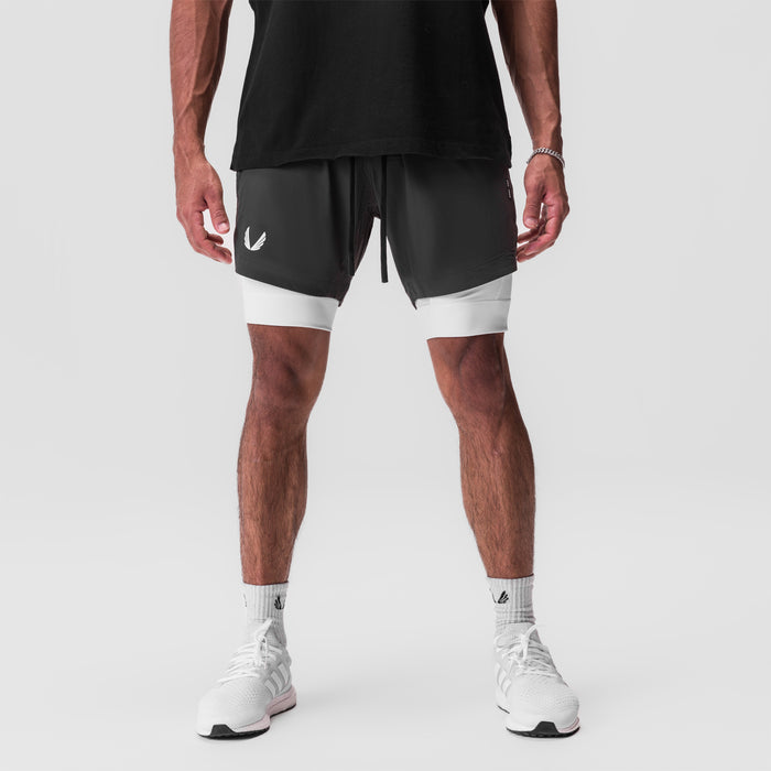 Tetra-Lite 7" Liner Short in space grey and white, modeled front view