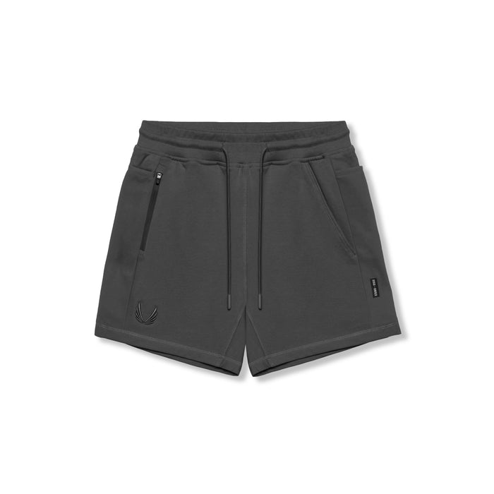 Flatlay of Tech-Terry Sidelock Sweat Short in space grey, front view