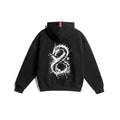 Flatlay Tech-Terry™ Zip Hoodie in black with white dragon graphic, back view