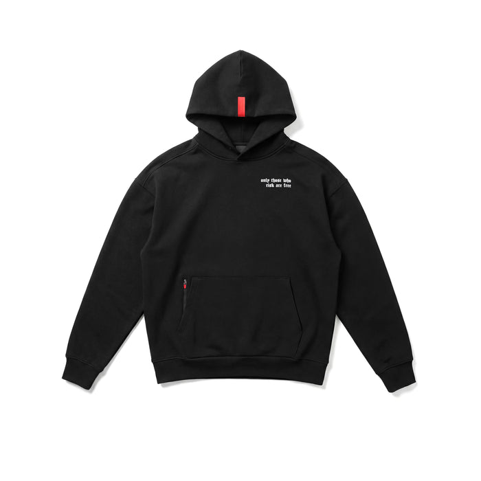 Flatlay Tech-Terry™ Zip Hoodie in black with eagle design, front view