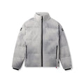 flatlay PrimaLoft Weather-Ready Puffer Jacket in grey wave dye, front view