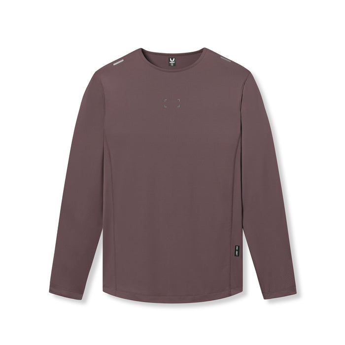 flatlay AeroSilver Training Long Sleeve in nightshade with space bracket design, front view