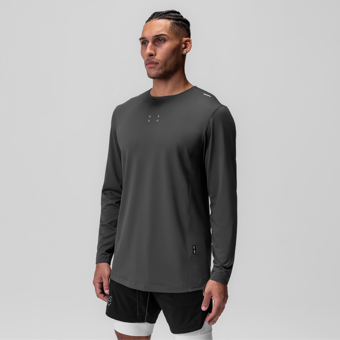 AeroSilver Training Long Sleeve in Space Grey worn by model, front view