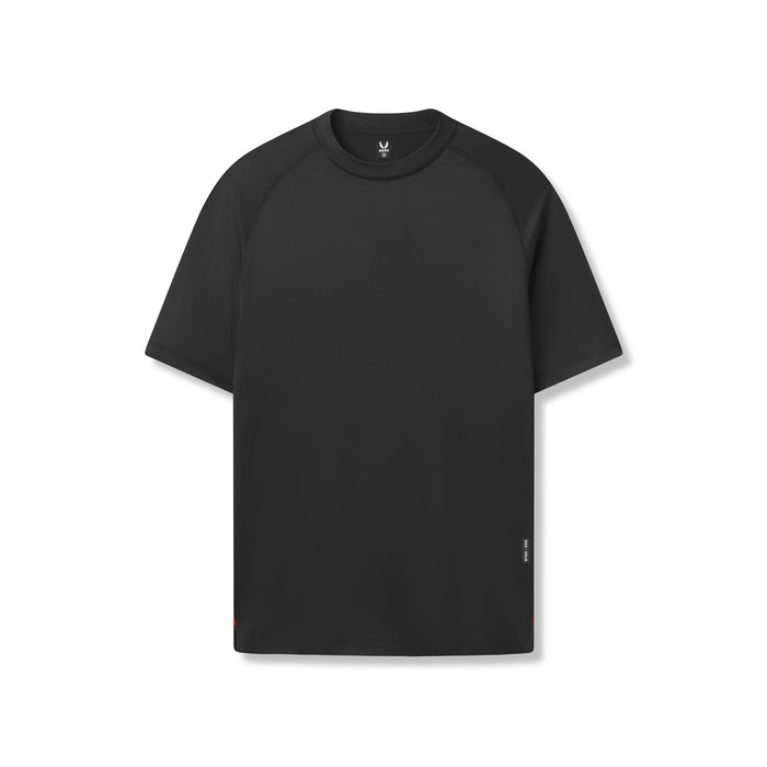 Flatlay of AeroSilver® Fitted Tee in black, front view