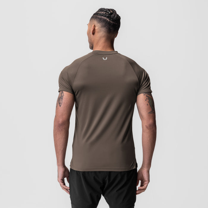 AeroSilver® Fitted Tee in deep taupe, back view on model