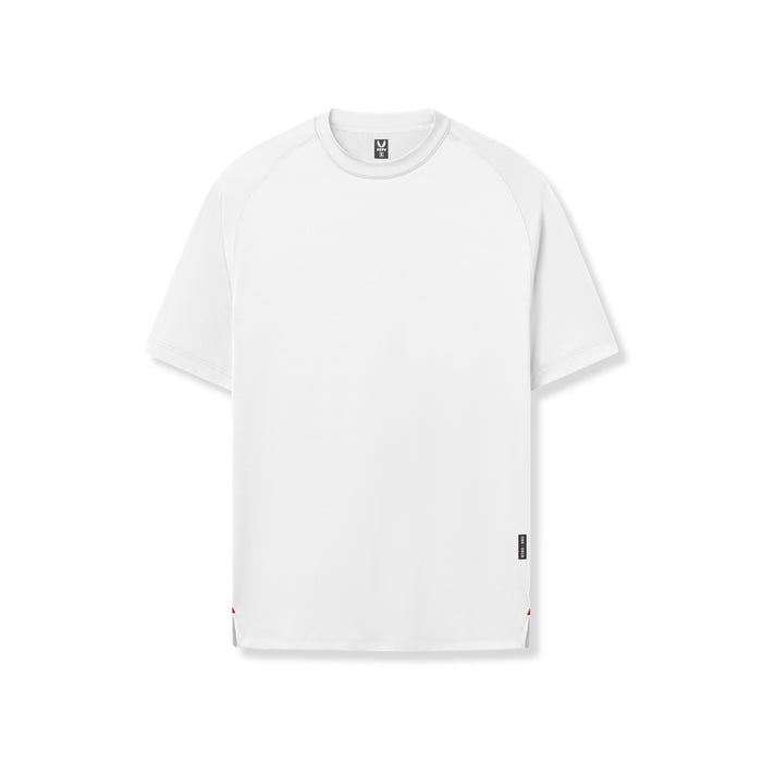 Flatlay of AeroSilver® Fitted Tee in white, front view