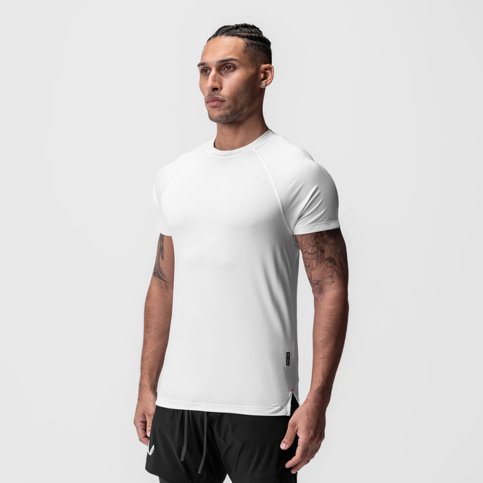 AeroSilver® Fitted Tee in white, worn by male model in side profile view