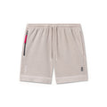 flatlay Tech Essential Sweat Short in faded chai, front view