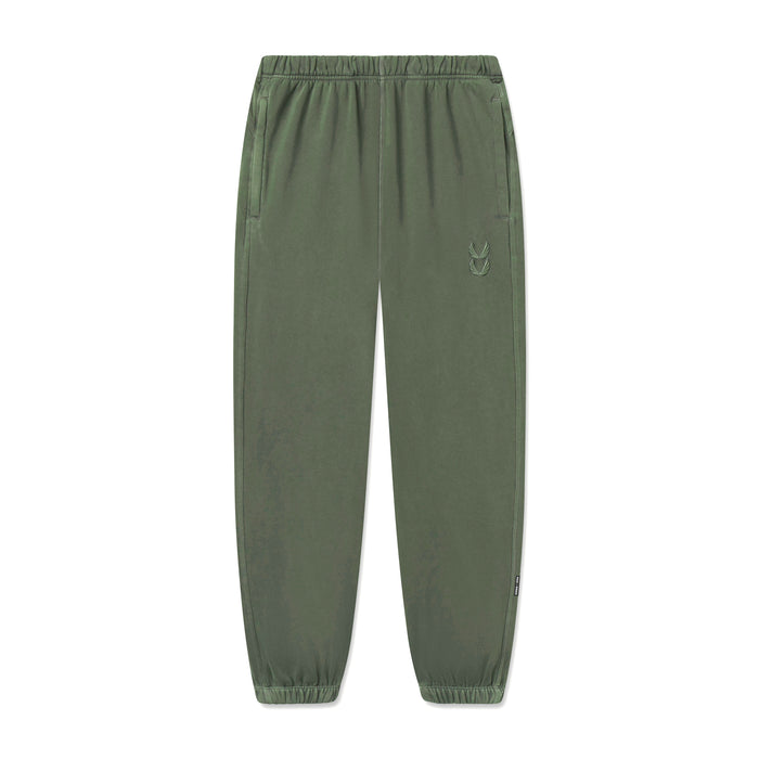 flatlay Tech Essential Sweats joggers in faded olive, front view
