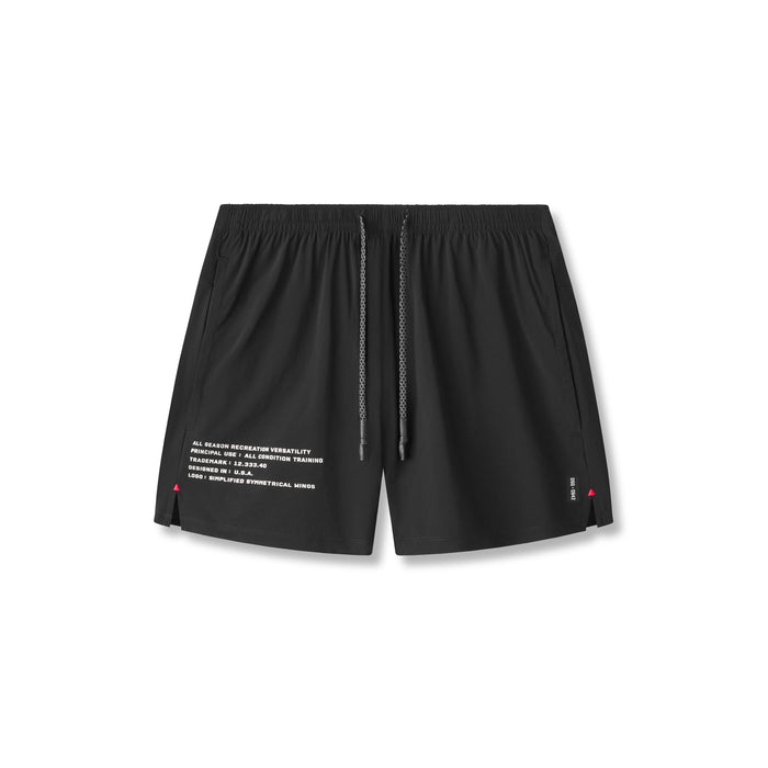flatlay ASRV Aerotex 5" Training Short in black, front view